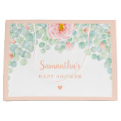 Baby shower Eucalyptus Foliage Floral Peach Sage Groot Cadeauzakje (Voorkant)