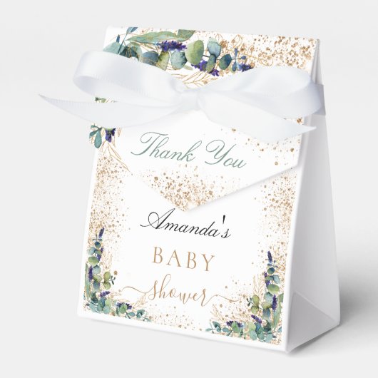 Baby shower eucalyptus glitter - dank u wel bedankdoosjes (Voorkant Zijde)