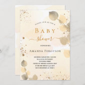 Baby shower eucalyptus glitter gouden herfst kaart (Voorkant / Achterkant)