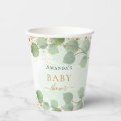 Baby shower eucalyptus glitter goumonogram papieren bekers (Voorkant)