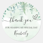 Baby shower eucalyptus greenery bedankt ronde sticker (Voorkant)