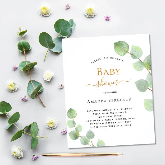 Baby shower - eucalyptus greenery - begrotingsuitn flyer