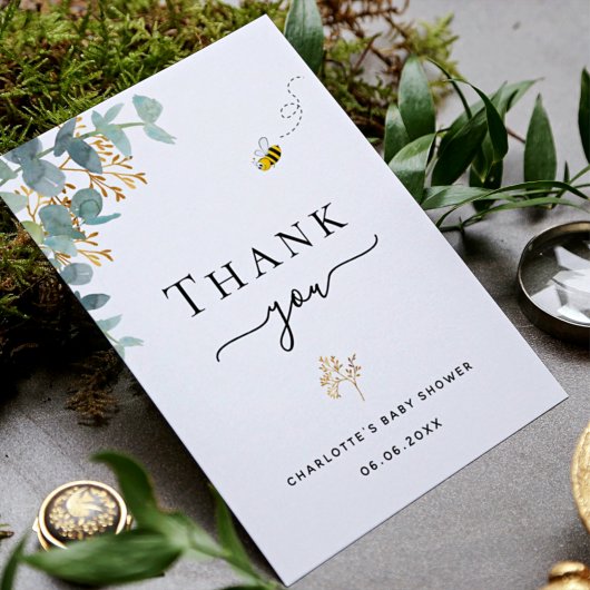 Baby shower eucalyptus greenery bek dank u briefkaart