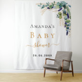 Baby shower eucalyptus greenery Gold name Wandkleed (In situ)