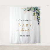 Baby shower eucalyptus greenery Gold name Wandkleed (Voorkant)
