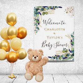 Baby shower eucalyptus greenery koppel welkom poster