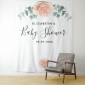 Baby shower eucalyptus greenery roze elegant meisj wandkleed (In situ)