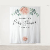 Baby shower eucalyptus greenery roze elegant meisj wandkleed (Voorkant)