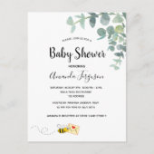 Baby shower eucalyptus greenery schattige bijen briefkaart (Voorkant)