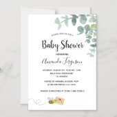 Baby shower eucalyptus greenery schattige bijen magnetische uitnodiging (Voorkant)