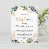 Baby shower eucalyptus greenery-uitnodiging (Staand voorkant)