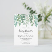 Baby shower Eucalyptus Greenery Uitnodiging Briefkaart (Staand voorkant)