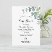 Baby shower eucalyptus greenery white elegant kaart (Staand voorkant)
