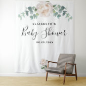 Baby shower eucalyptus greenery white elegant wandkleed (In situ)