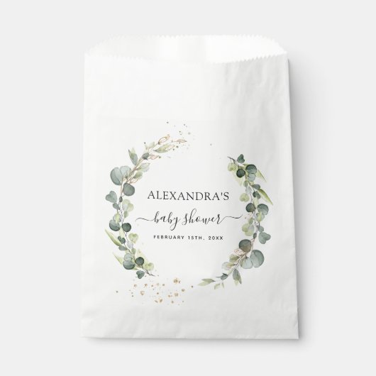 Baby shower Eucalyptus groen Boho rustiek Bedankzakje (Voorkant)