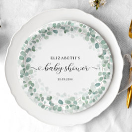 Baby shower Eucalyptus groen Boho rustiek Papieren Bordje