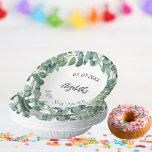 Baby shower eucalyptus groen krans papieren kommen<br><div class="desc">Witte achtergrond,  zwarte tekst. Versierd met eucalyptuskrans. Een datum en naam personaliseren en toevoegen. Een modern handgeschreven stylescript.</div>