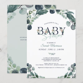 Baby shower Eucalyptus groen marineblauw Kaart