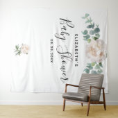 Baby Shower eucalyptus groen wit elegant Wandkleed (In Situ (horizontaal))