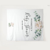 Baby Shower eucalyptus groen wit elegant Wandkleed (Voorkant (horizontaal))