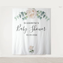 Baby Shower eucalyptus groen wit elegant Wandkleed