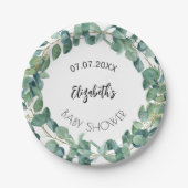 Baby Shower eucalyptus groene krans Papieren Bordje (Voorkant)