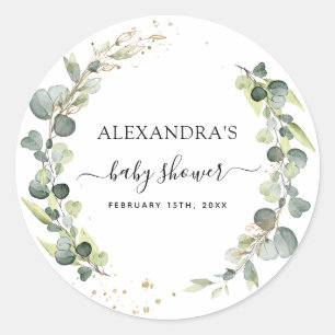 Baby Shower Eucalyptus Groene Planten Boho Landeli Ronde Sticker