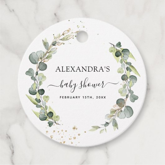 Baby Shower Eucalyptus Groenery Boho Rustiek Bedankjes Labels (Voorkant)