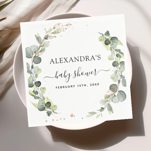 Baby Shower Eucalyptus Groenery Boho Rustiek Servet