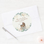 Baby shower Eucalyptus laat botanische Waterverf a Ronde Sticker (Envelop)