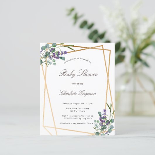 Baby shower Eucalyptus lavender geo (Staand voorkant)