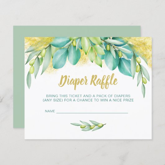 Baby shower Eucalyptus Olive Insert (Voorkant / Achterkant)