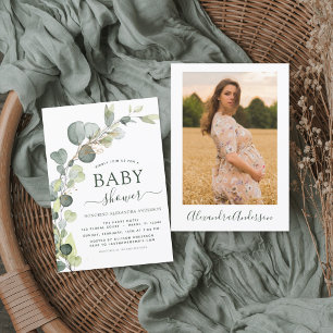 Baby shower Eucalyptus Sage Groen Fotogroen Kaart