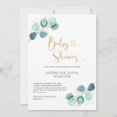 Baby shower Eucalyptus Waterverf Botanisch Kaart (Voorkant)