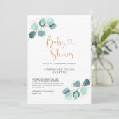 Baby shower Eucalyptus Waterverf Botanisch Kaart (Staand voorkant)