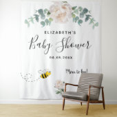 Baby Shower eucalyptus witte bloemen mama bij te w Wandkleed (In situ)