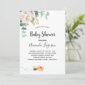 Baby shower eucalyptus witte florale mam voor bije kaart (Staand voorkant)