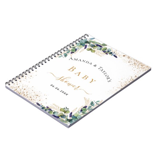Baby shower eucalyptuskoppel notitieboek (Linkerzijde)