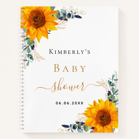 Baby shower eucalyptuszonnebloem notitieboek (Voorkant)