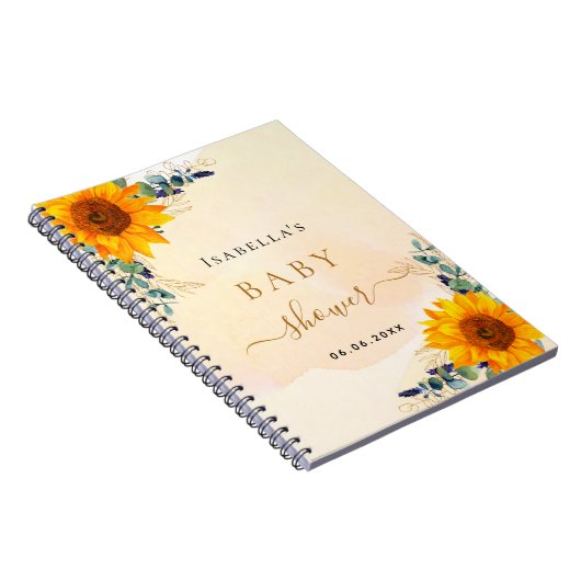 Baby shower eucalyptuszonnebloemen notitieboek (Rechterzijde)