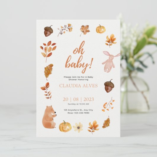 Baby Shower Fall Aesthetic Invitation Kaart (Staand voorkant)