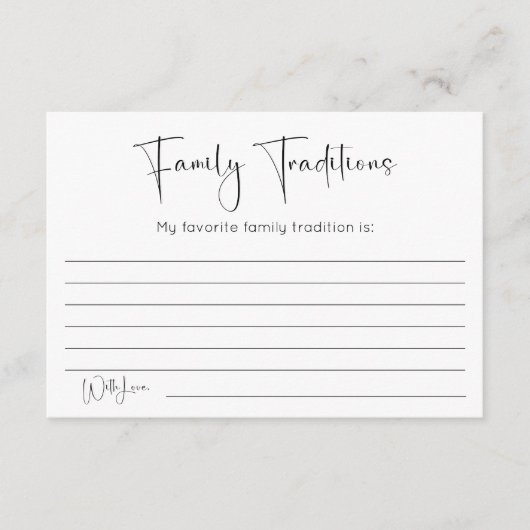 Baby shower familietradities informatiekaartje (Voorkant)