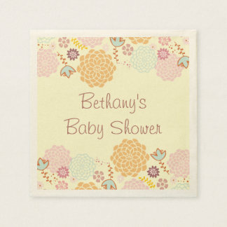 Baby shower Fancy moderne bloemen Servet