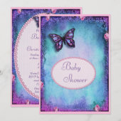 baby shower Faux Glitter, Butterfly, Rozen, kant Kaart (Voorkant / Achterkant)