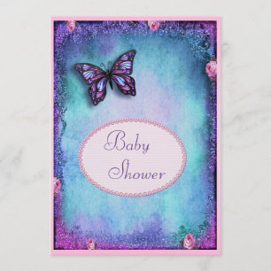 baby shower Faux Glitter, Butterfly, Rozen, kant Kaart
