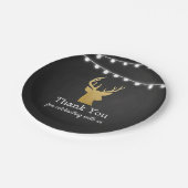 Baby Shower | Faux Gold Foil Antler | Dank u wel Papieren Bordje (Gekanteld)
