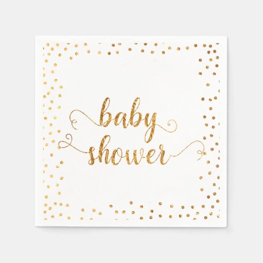 Baby shower Faux Gold Foil Confetti Border Servet (Voorkant)