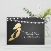 Baby Shower | Faux Gold Foil Mermaid | Dank u wel Kaart (Staand voorkant)