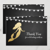 Baby Shower | Faux Gold Foil Mermaid | Dank u wel Kaart (Voorkant / Achterkant)
