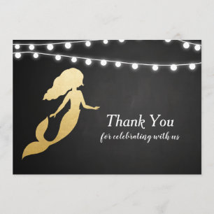 Baby Shower   Faux Gold Foil Mermaid   Dank u wel Kaart